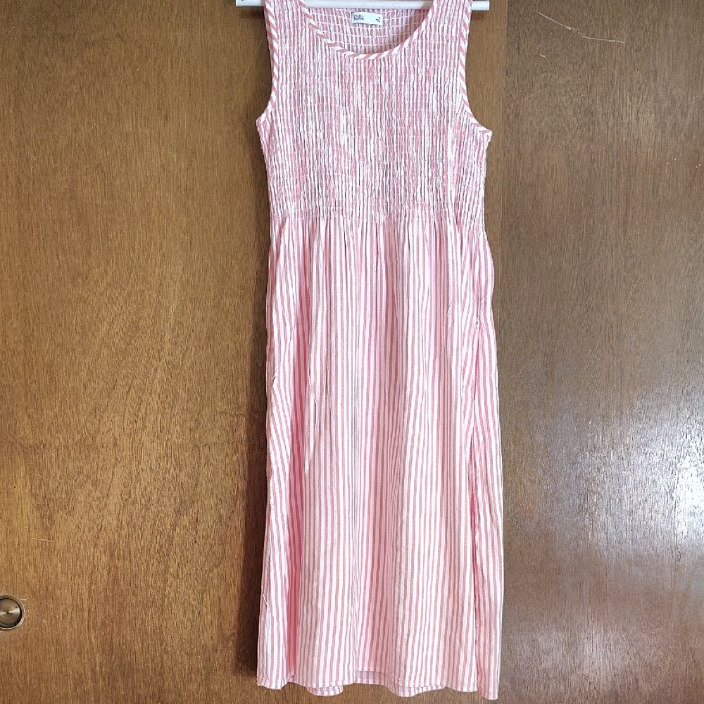 croft & barrow Pink Striped Sleeveless Seersucker Maxi Dress. This is a Ladies!!